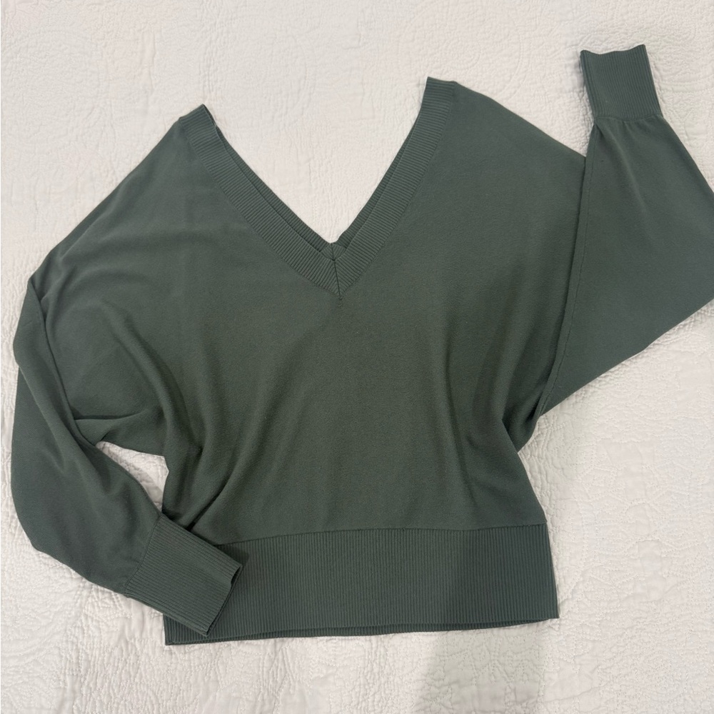 Express Olive V-Neck Sweater